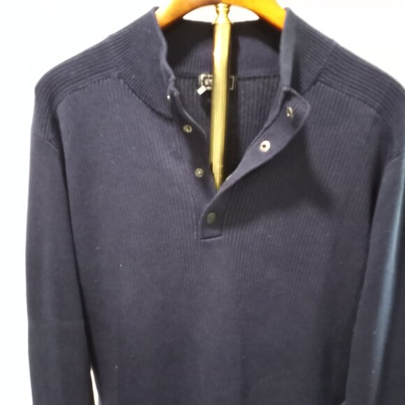 EXPRESS NAVY BLUE 1/2 PRESS STUD BUTTONS HIGH COLLAR KNIT SWEATER MEN XXL - Picture 5 of 6